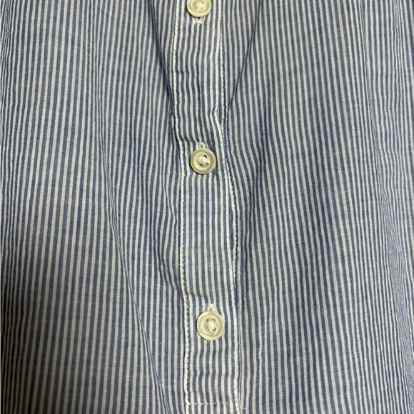 Woman’s J. Crew Lightweight Cotton Blue/White Striped Casual 3/4 Button Down. - Picture 5 of 14